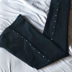 B&J Black Studded Suede Lined pants women's sz 4. #suede #tight #studded #black